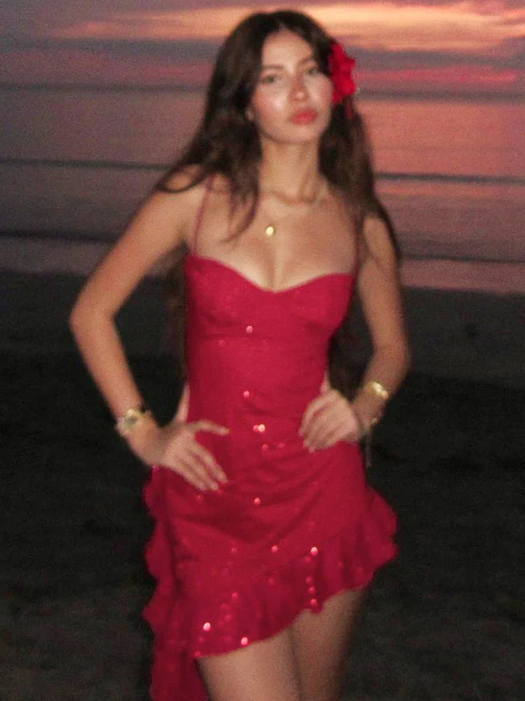 Sequin Bodycon Dress With Tassel Detailing For Beach