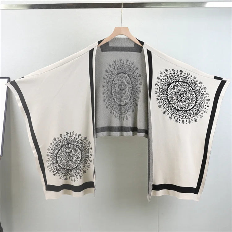 Cozy Knit Shawl Sweater Three Piece Set for Women Loose Wide Leg Pants Casual Jacket Solid Color Autumn Winter Outfit