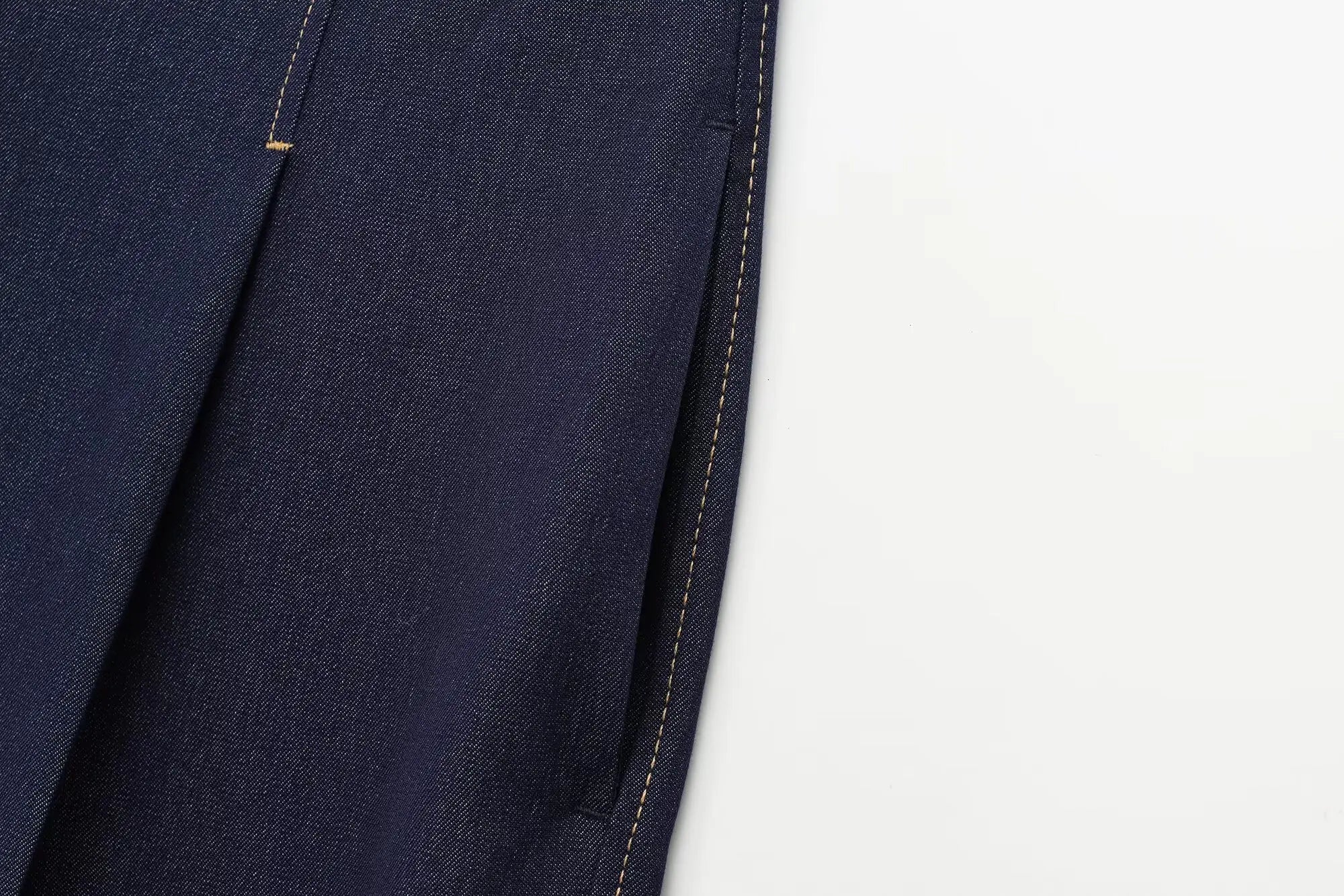 Fashion Women Solid Jacket and Wide Leg Pant Set with Cropped Coat and Zipper Details