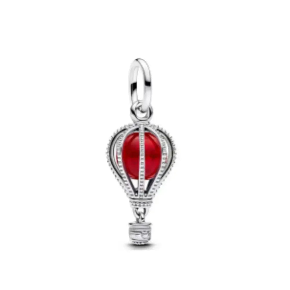 Valentine's Day Red Apple Dangle Charm Bead in 925 Sterling Silver for Women's Heart Bracelet Jewelry