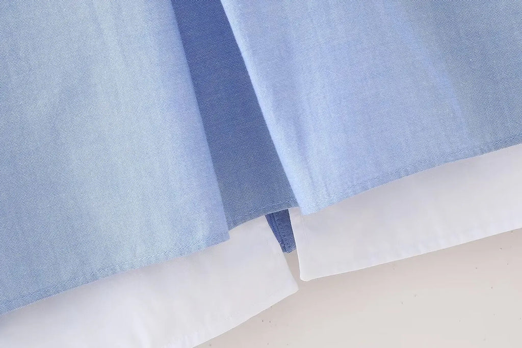 Elegant Patchwork Blouse for Women Long Sleeve Single Breasted Lapel Shirt Chic Short Top