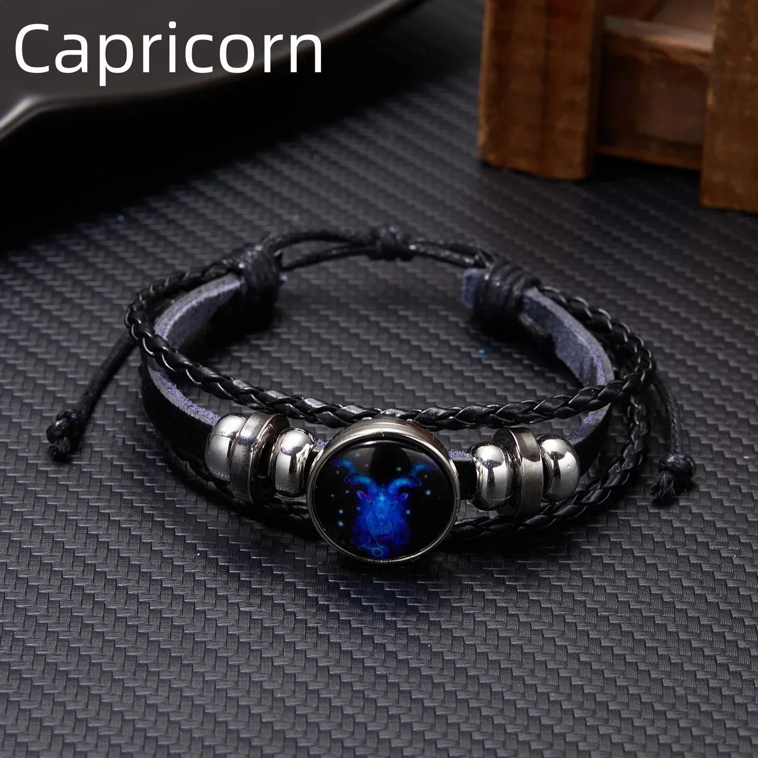 Luminous Zodiac Sign Charm Bracelet for Men and Women - Vintage Multilayer Wrap Leather Bangle Birthday Gift