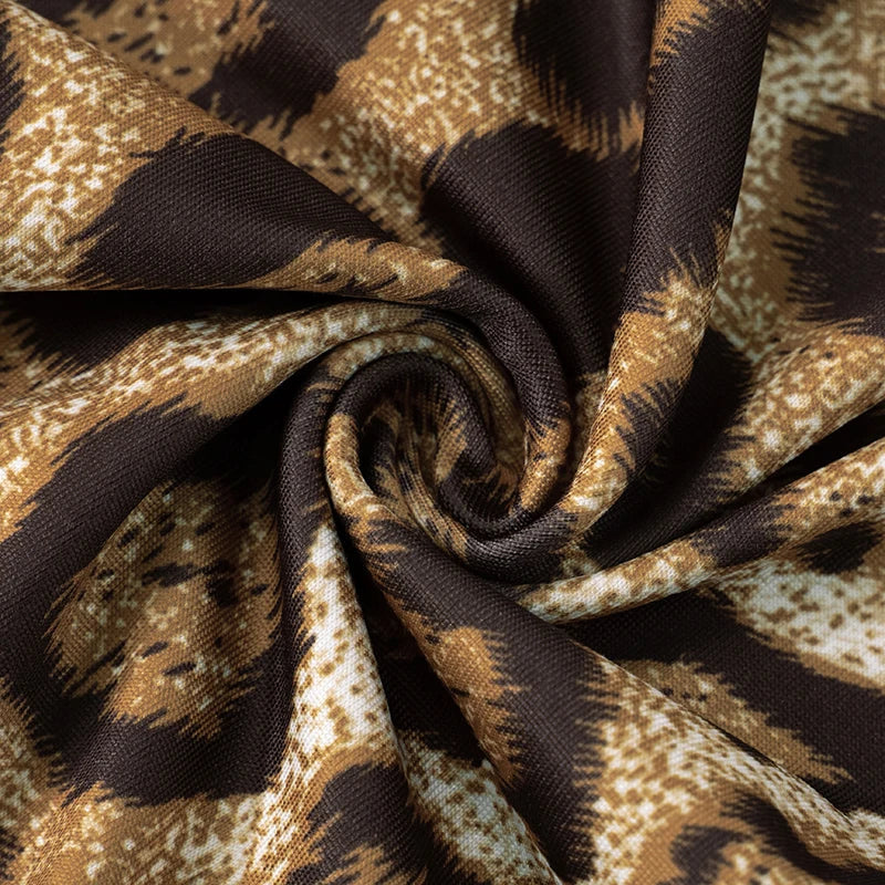 Leopard Print Long-Sleeved Crop Top with High-Waisted Trendy Jumpsuit Sexy Chic Stylish Outfit for Women