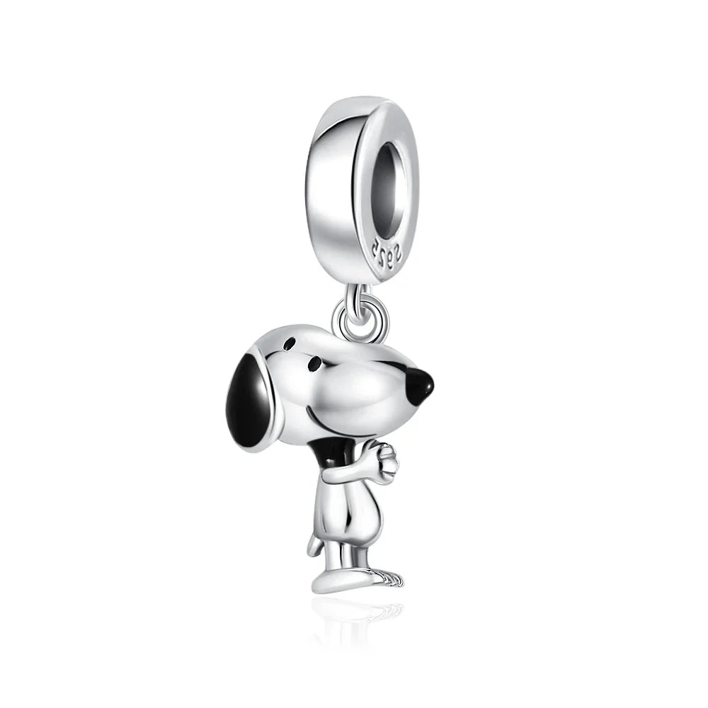 Snoopy Charlie Brown 925 Silver Charm Pendant for Women Fit 3mm Bracelets