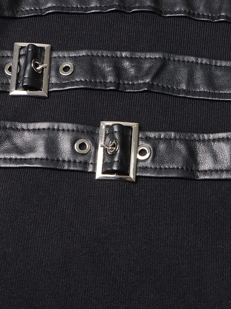 Spliced Belt A Line Dress For Women Stand Collar Sleeve