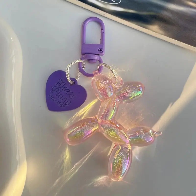 Cute Jelly Balloon Dog Keychain Pendant - Adorable Cartoon Dog Chain Keychain for Unisex Keys