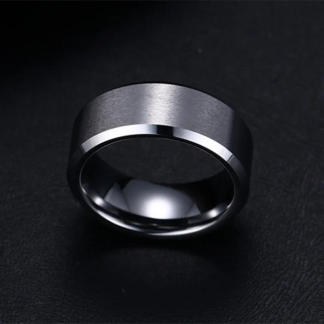 Stainless Steel Black Wedding Engagement Ring for Men and Women Quality Matte Finish Charm Jewelry