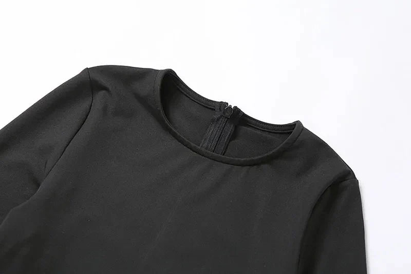 Sexy Black Long Sleeve Bodycon Jumpsuit for Women Slim Fit Casual Sports Romper Streetwear Skinny Fashion Overall