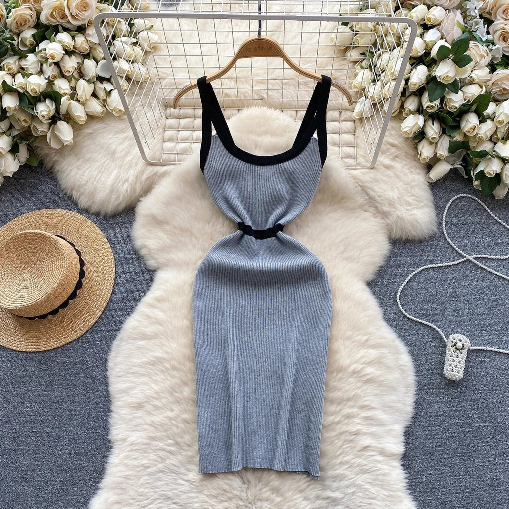 Casual Knit Wrap Dress With Off Shoulder Stripes For Summer