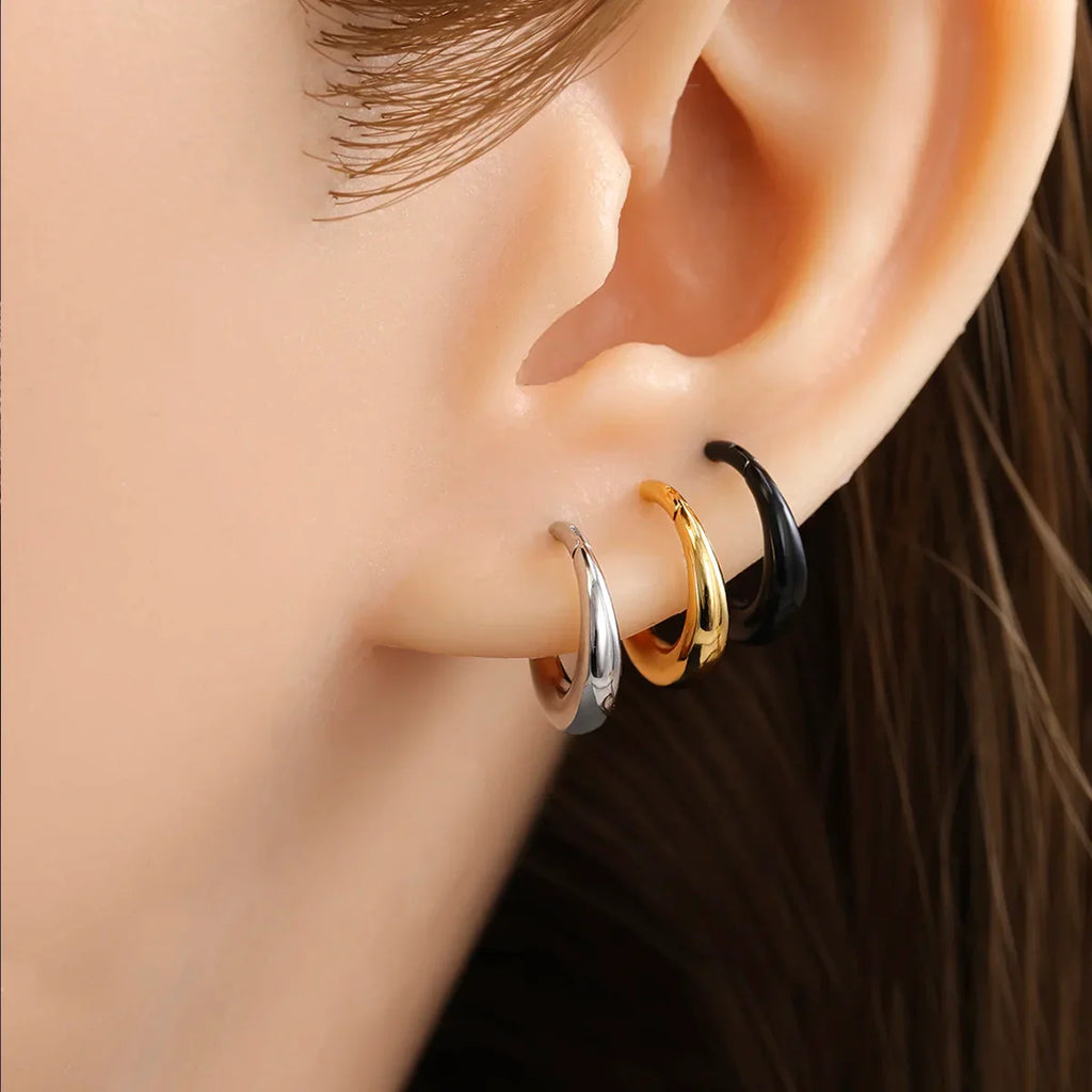 316L Stainless Steel Smooth Hoop Nose Ring Piercing Clicker Water Drop Septum Ring for Women and Men