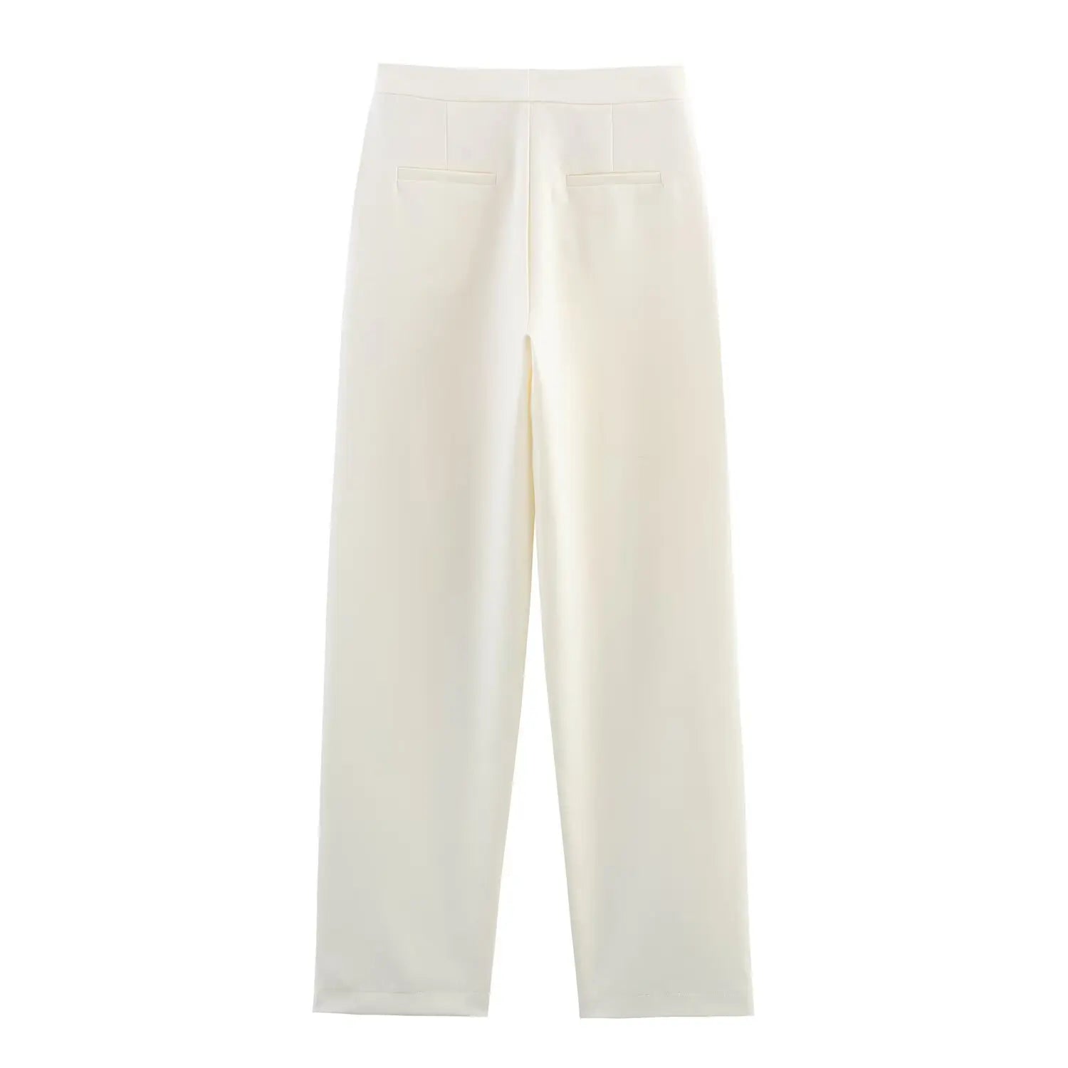 Women's Lace-up Loose Jacket and High Waist Zip Trousers Suit Set with Lapel Long Sleeve Coat for Spring and Summer