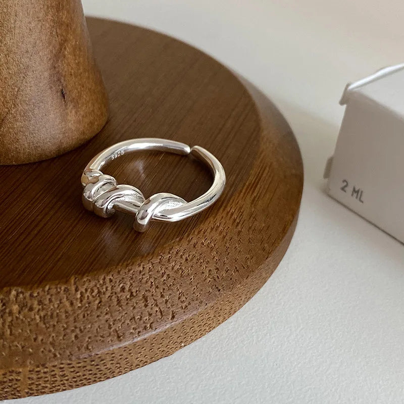 925 Sterling Silver Cross Hollow Chain Geometric Finger Ring Creative Party Jewelry Gift