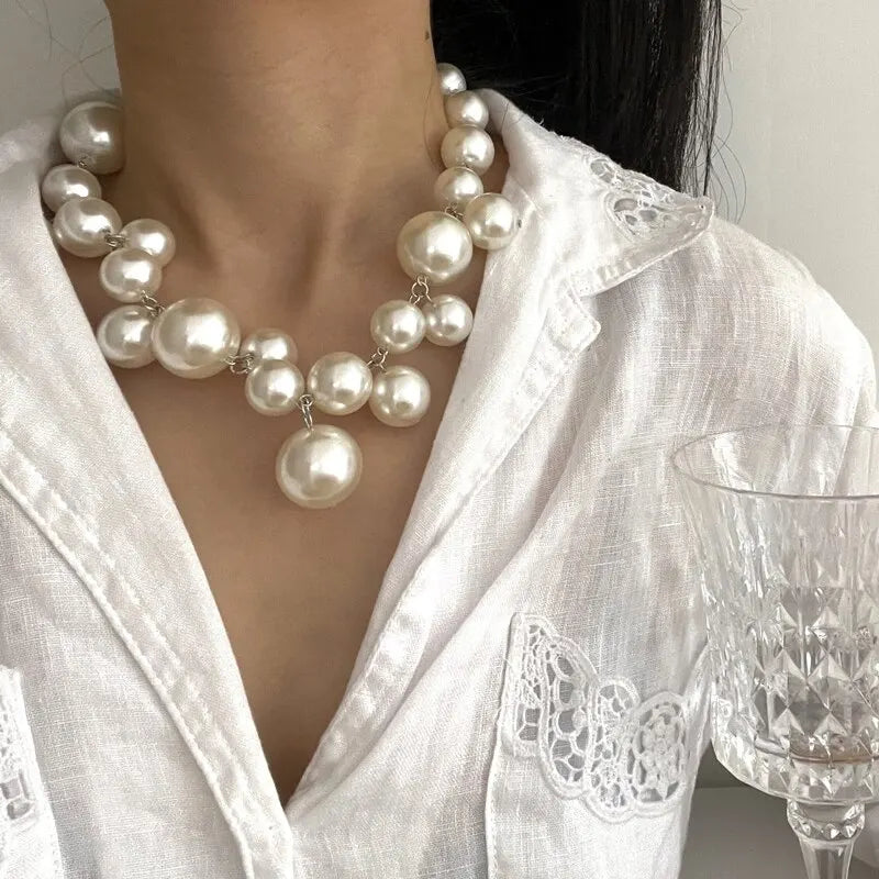 Elegant Imitation Pearl Choker Necklace for Women Perfect for Weddings Parties and Gifts