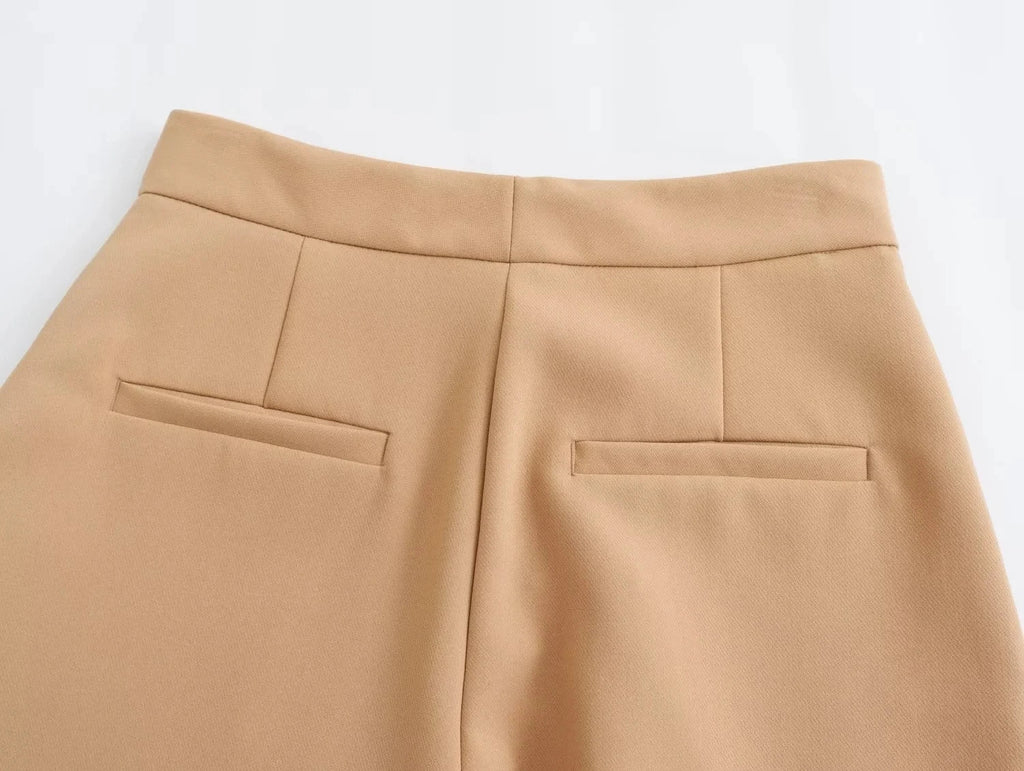 Casual Solid Color V Neck Sleeveless Single Breasted Vest With Elegant Mid Waist Wide Leg Pants Set