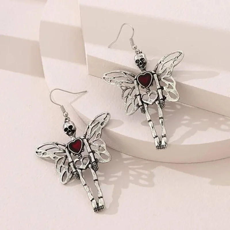 Halloween Skull Skeleton Dangle Earrings for Women Fashion Punk Charm Ghost and Spider Web Jewelry Gift
