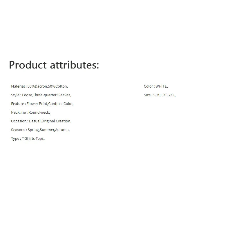 Women Floral Printed Loose Fit T-Shirt with Three-Quarter Sleeves and Round Neck for Casual Summer Style