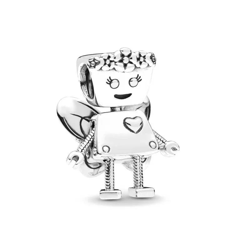 925 Sterling Silver Family Tree Heart Pendant Beads for DIY Bracelets