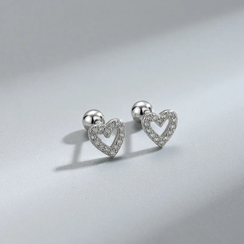 Heart Stud Earrings for Women Hypoallergenic Screw Cartilage Helix Jewelry Gifts