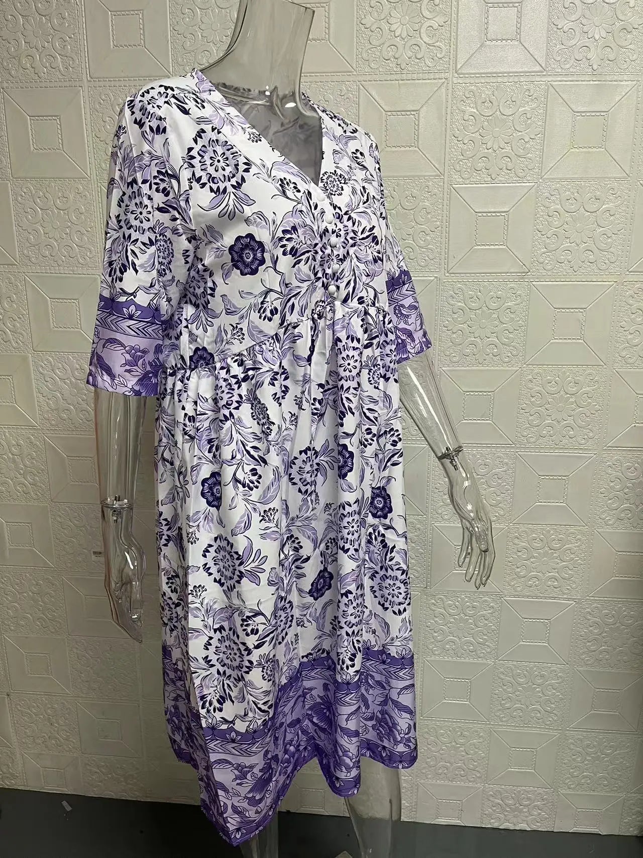 Loose Floral Print Elegant V Neck Dress For Women Everyday