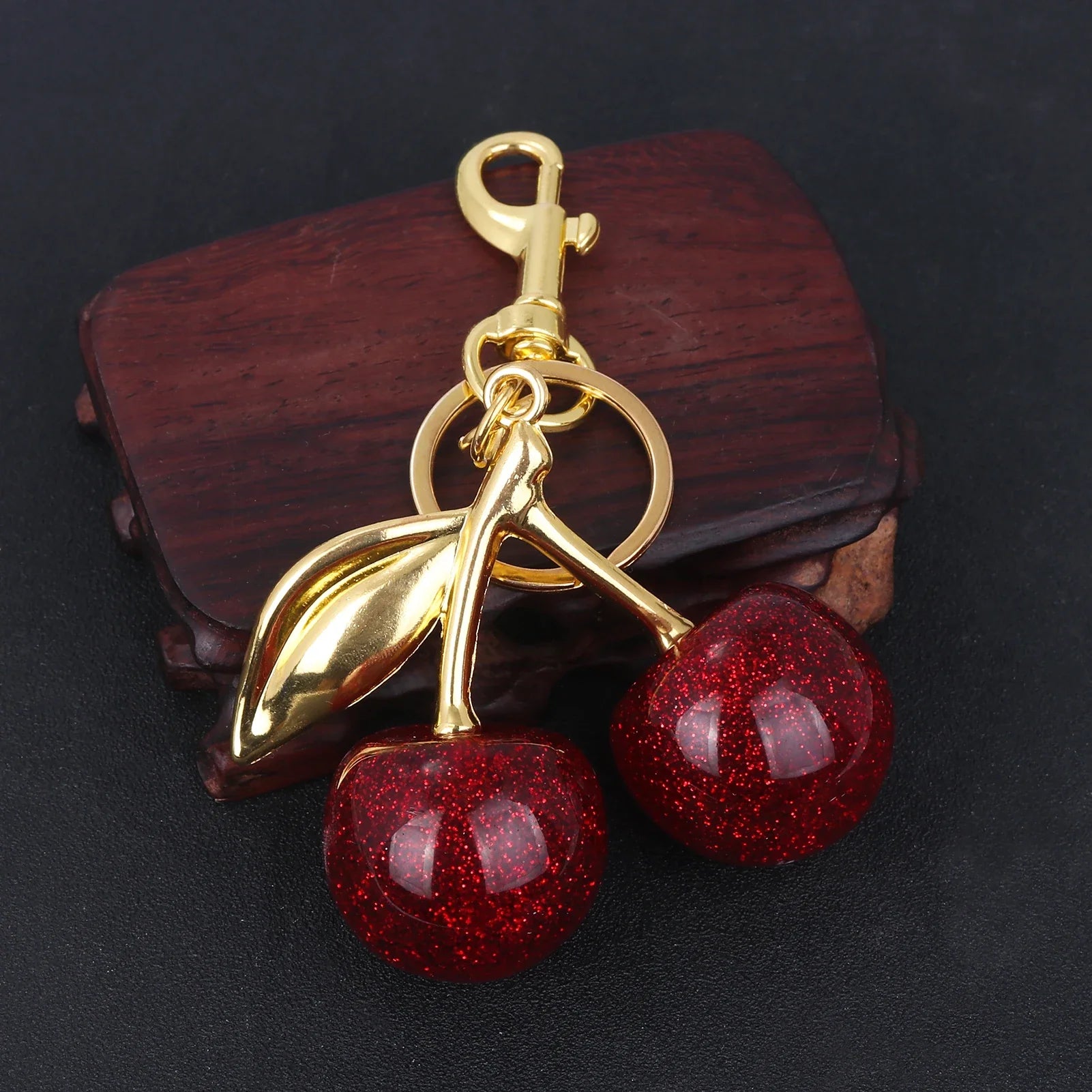 Red Cherry Keychain Summer Fruit Pendant Keyring for Women and Men Jewelry Bag Accessory Gift