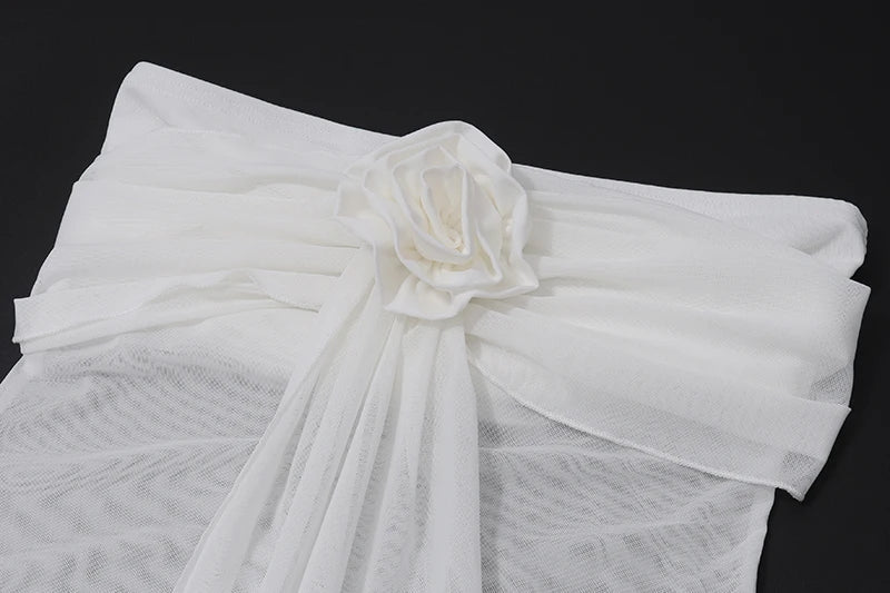 Off Shoulder Patchwork Evening Dress With Mesh Overlay