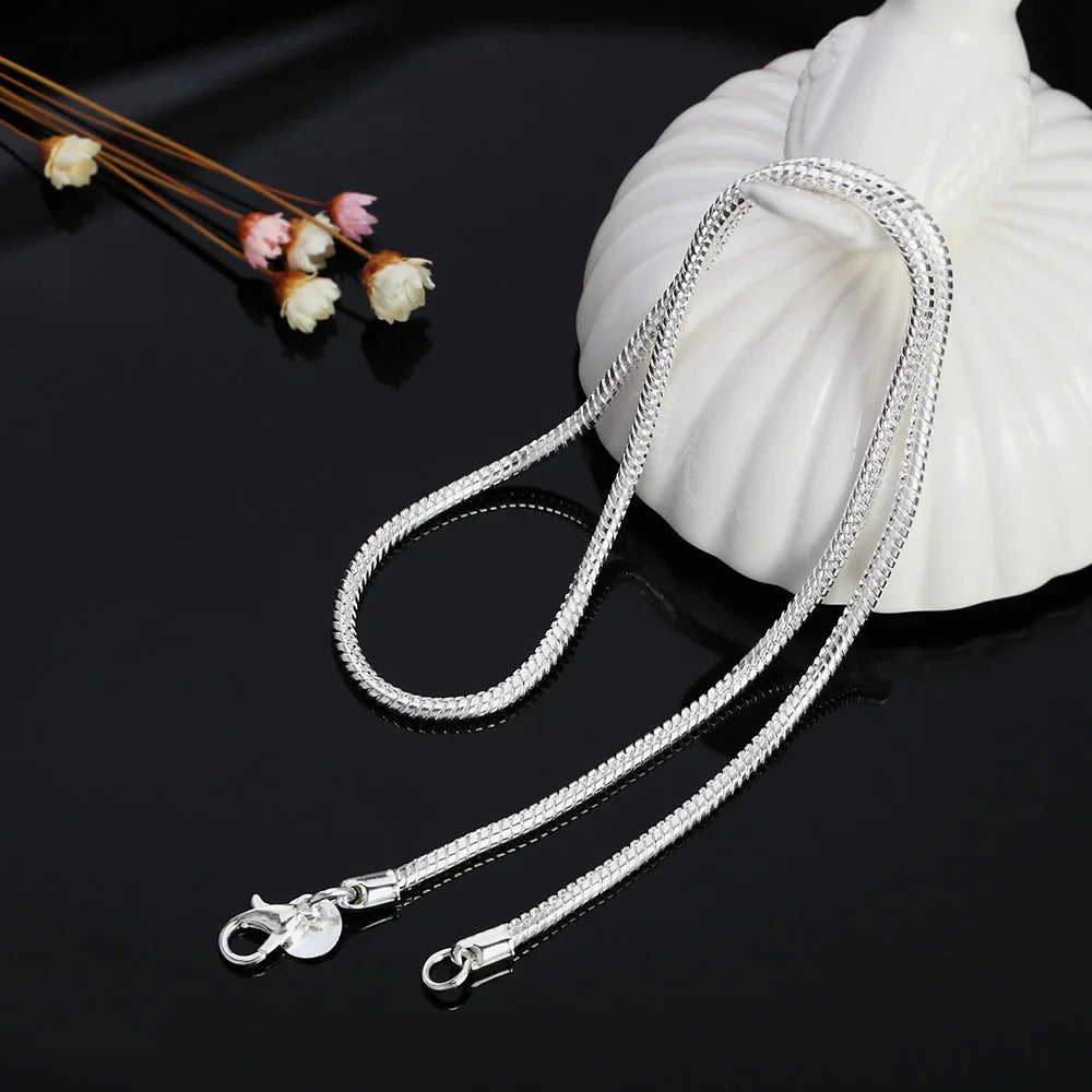 Silver Color Solid Snake Chain Necklace 45-60cm for Men and Women Fashion Jewelry