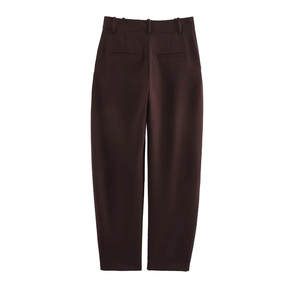 Classic Women's Suit Set Dark Brown Blazer and Tailored Trousers