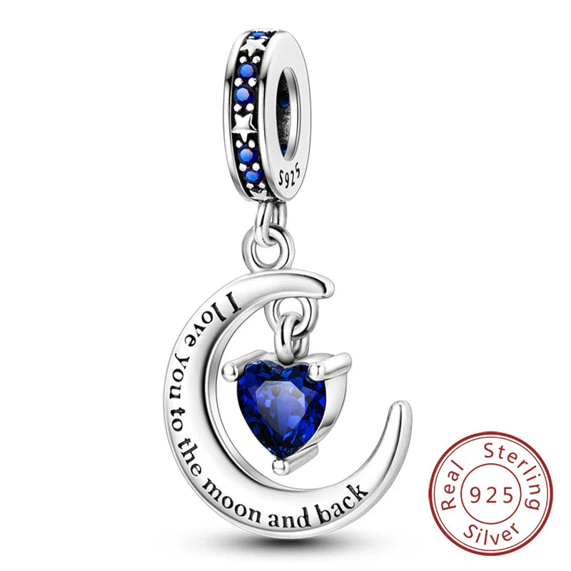 925 Sterling Silver Forever Love Heart Charms Beads for Sister Family Bracelet Jewelry Gifts