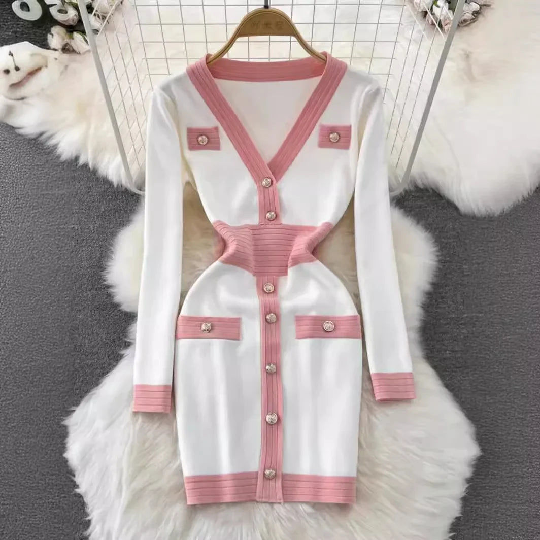 Winter Sweater Dress For Women Vintage Long Sleeve Bodycon