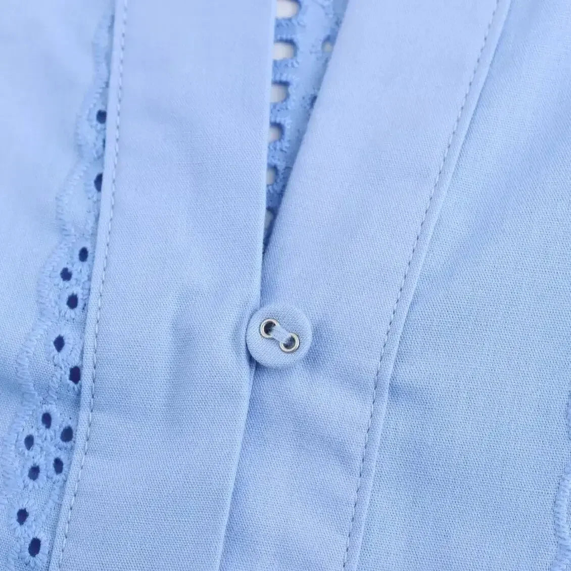 Loose Lace-Up White Shirt for Women Elegant Hollow Out Embroidered Puff Sleeve Cropped Top