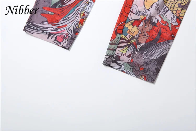 See Through Backless Dragon Print Jumpsuit for Women Short Sleeve Slim Stretch Fitness Workout Overalls Clubwear