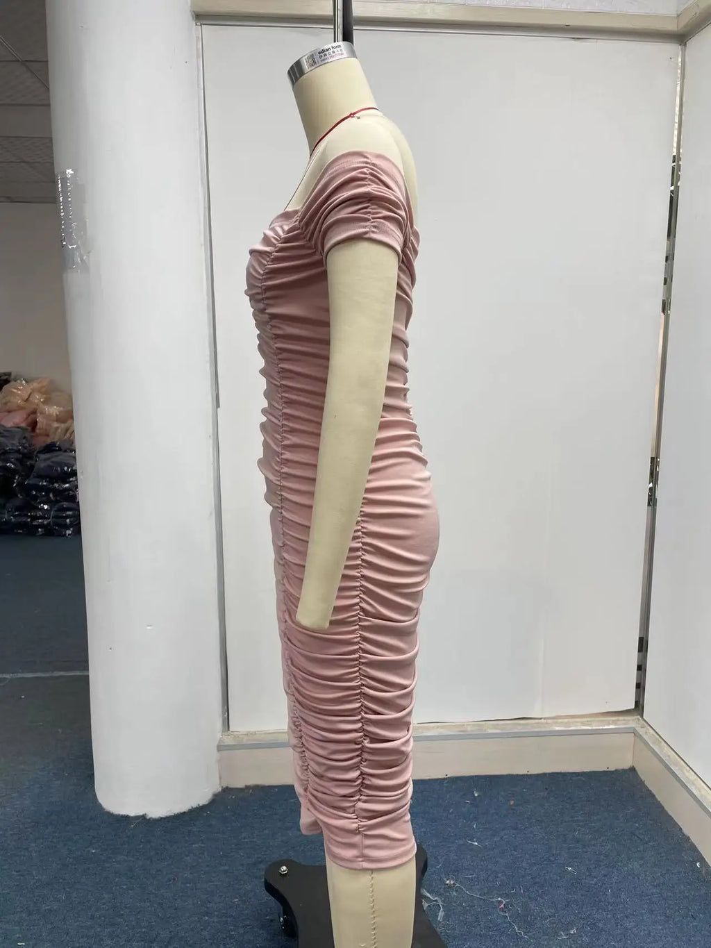 One Shoulder Pleated Dress in Solid Color for Summer