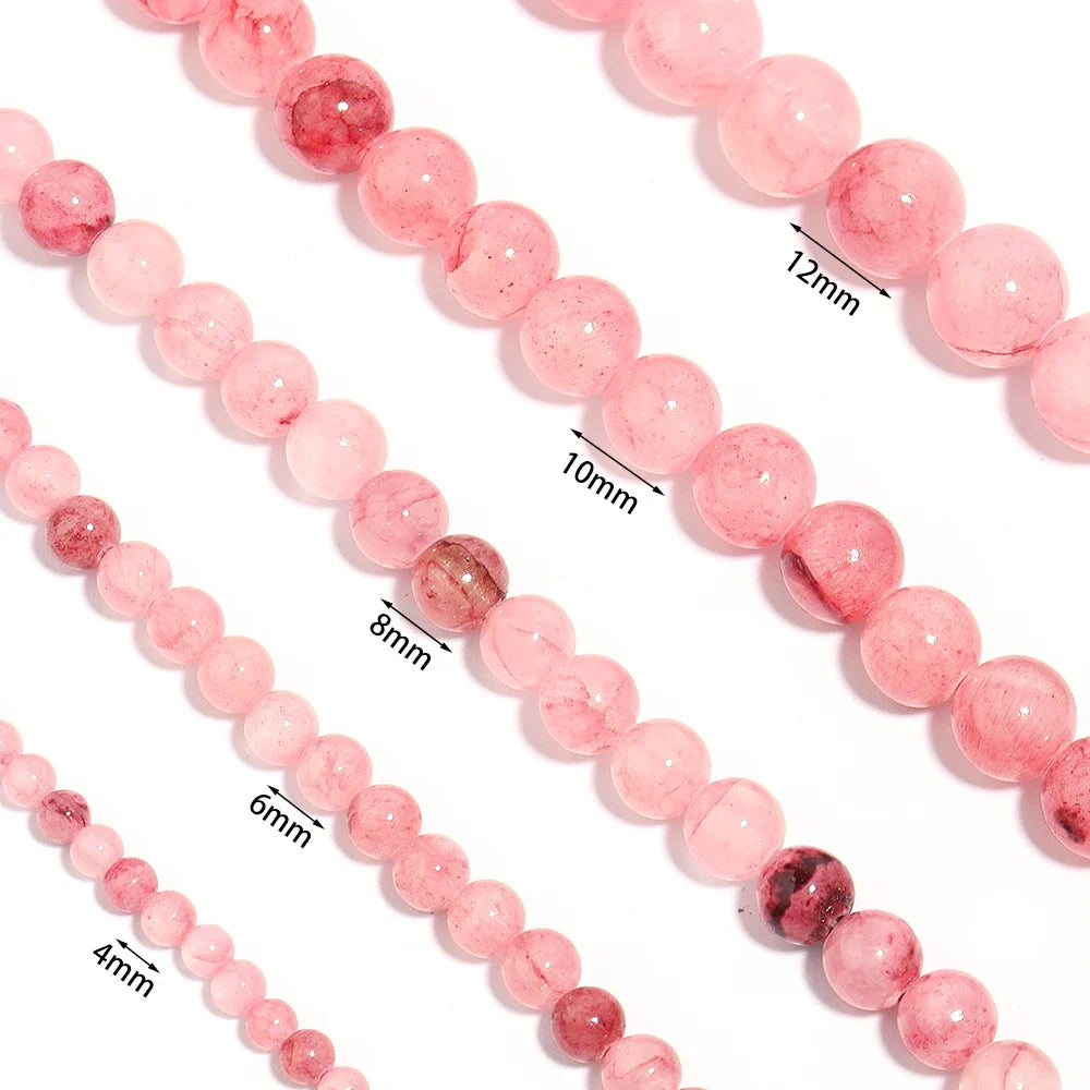 Natural Pink Persian Jade Stone Beads Loose Spacer Gem Beads for Jewelry Making DIY Bracelet and Necklace Accessories