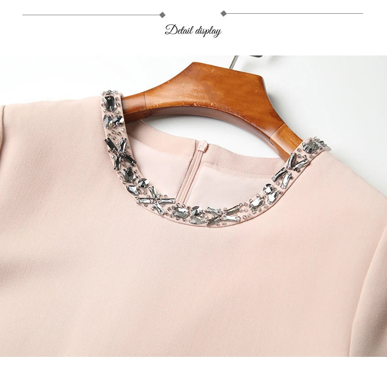 Elegant O Neck Embroidered A Line Dress For Women Office