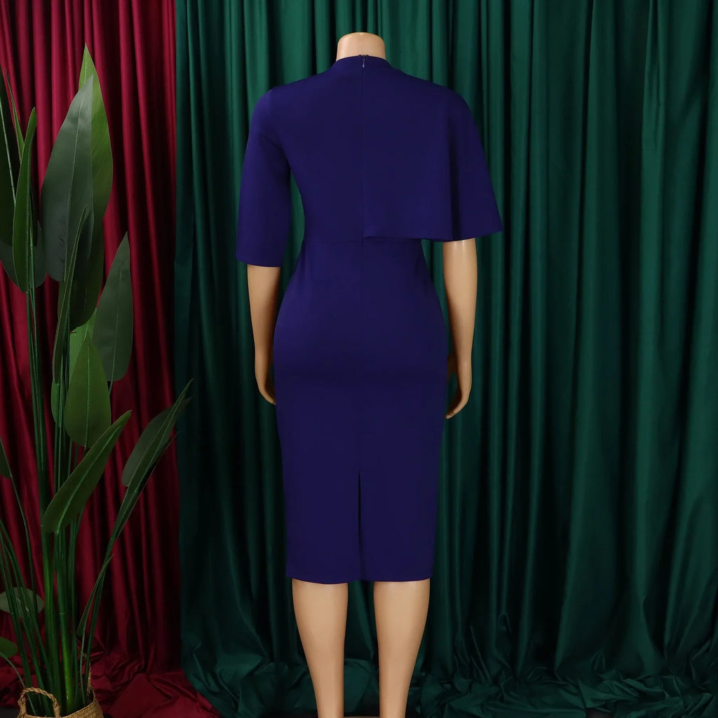 Women's Office Dress V Neck Solid Midi Formal Workwear