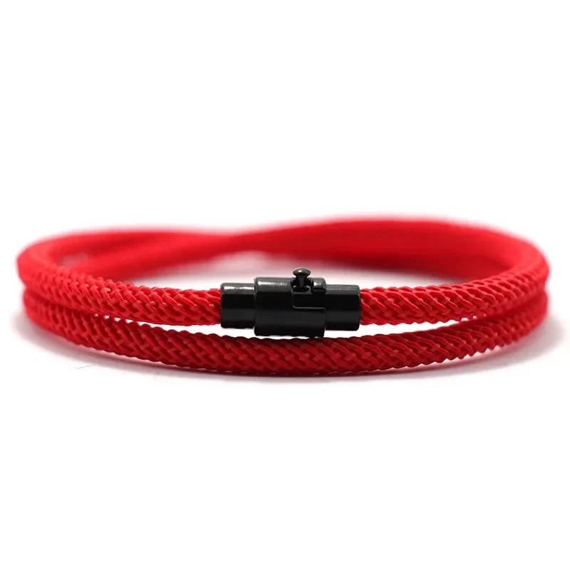 Minimalist Double Layer Men's Rope Bracelet with Magnet Buckle for Survival and Everyday Wear
