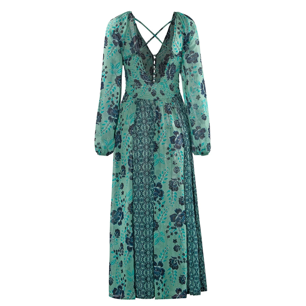 Boho Floral Summer Maxi Dress For Women Beach Wrap Dress