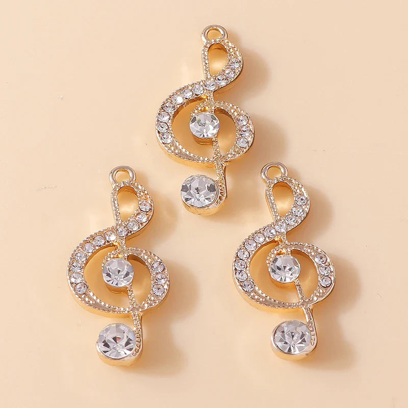 10 Pieces Delicate Crystal Music Note Charms for DIY Jewelry Making Necklaces and Earrings