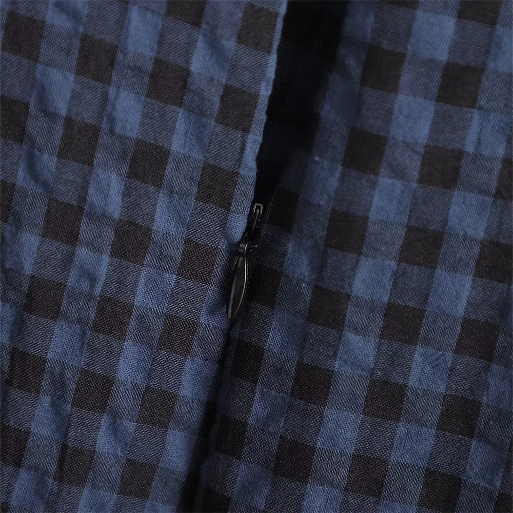 Women's Slim Fit Plaid Jumpsuit with Lace Collar Long Sleeves Casual Elegant Office Wear