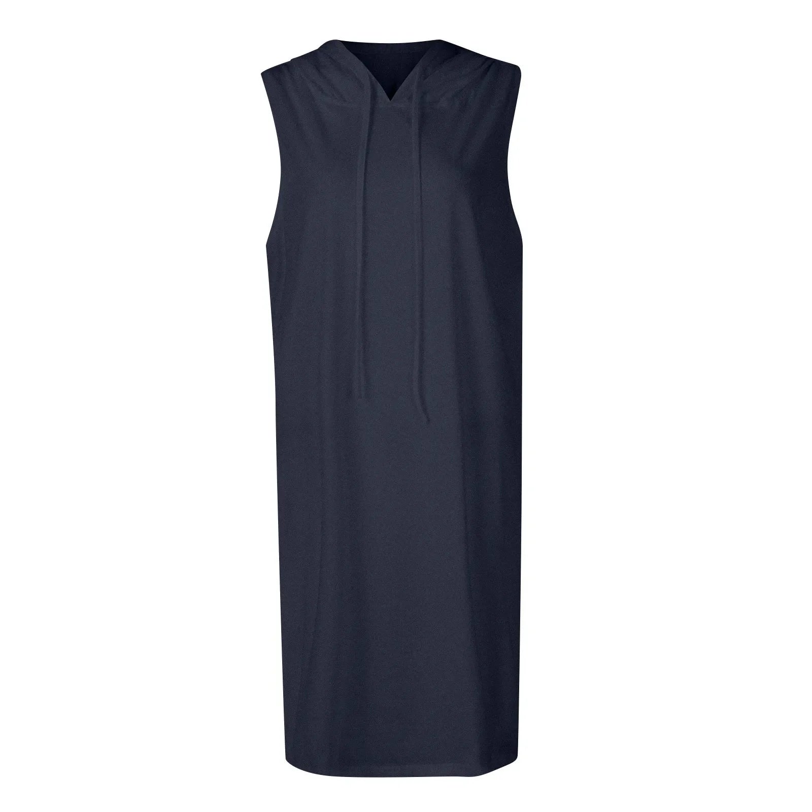 Womens Sleeveless Hoodie Dress With Drawstring Streetwear