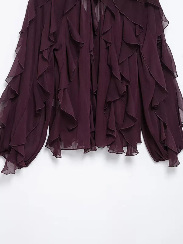 Women's Stacked Decorative V Neck Blouse Button Prairie Chic Casual Elegant Spring Shirt