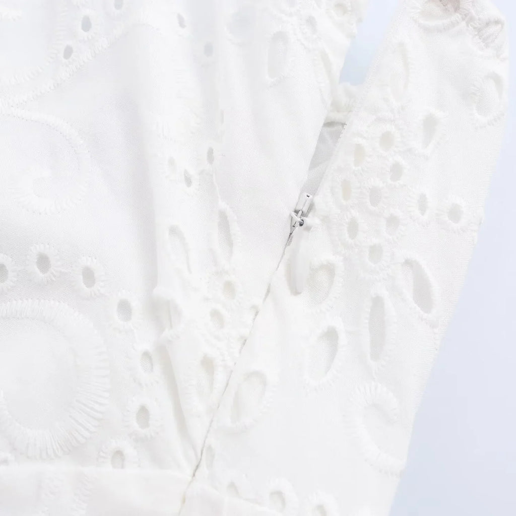 Autumn Embroidered Casual Dress with Halter Neck for Women