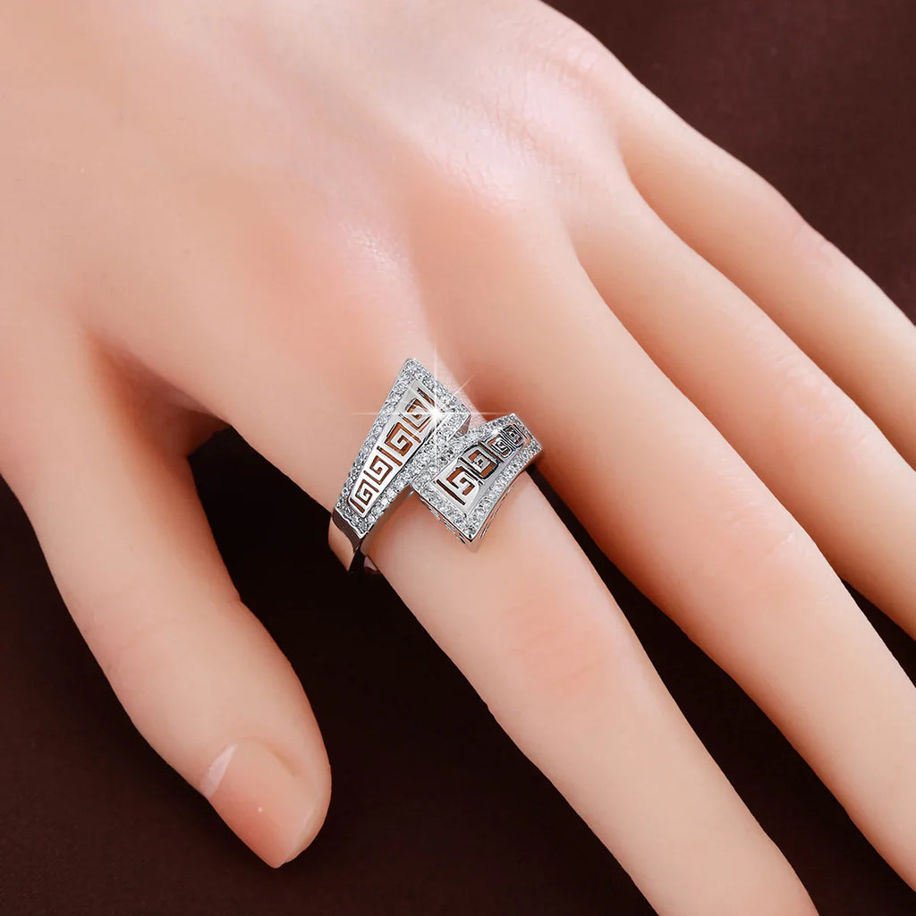 Ladies Geometric Zircon Ring for Elegant Personality Style