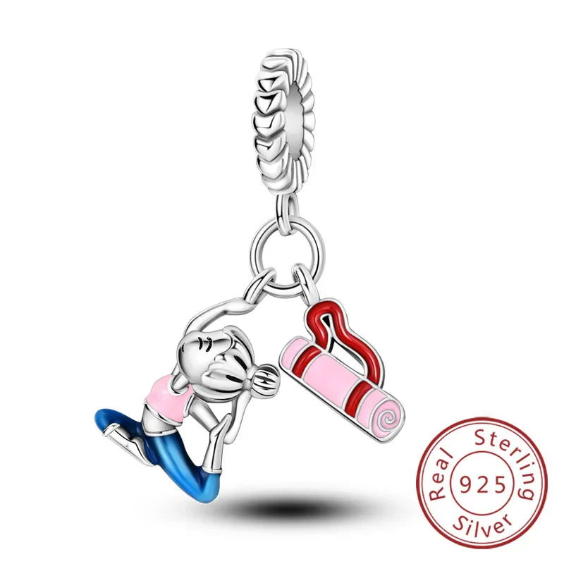 Fit 925 Sterling Silver Bow Perfume Bottle Pink Charms Beads for Women DIY Jewelry Gifts