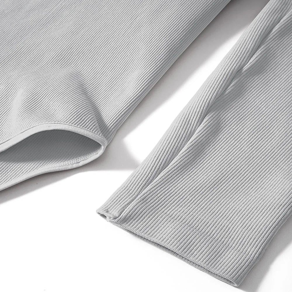 Sexy Long Sleeve Bodysuit for Women Skinny Bodycon V-Neck Push Up Romper Streetwear Jumpsuit