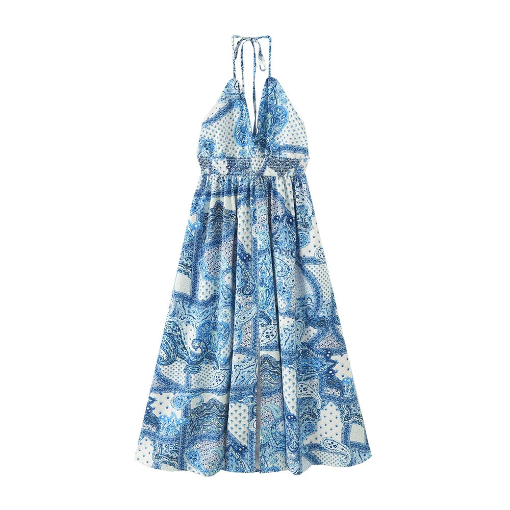 Summer Open Back Dress With V Neck Sling For Women Casual