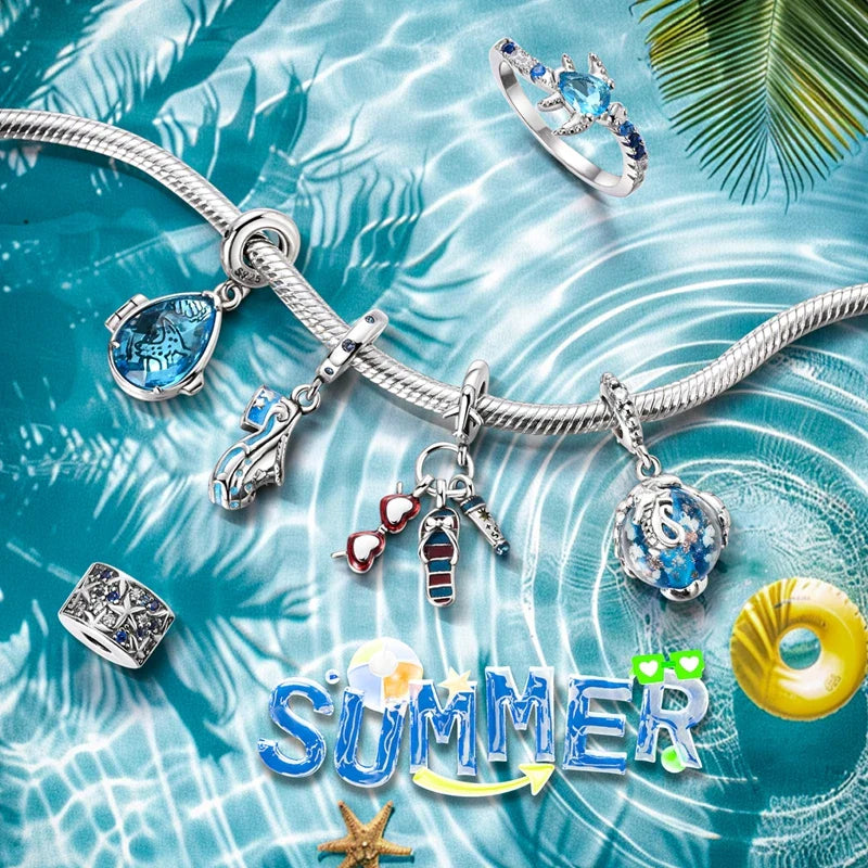 Underwater World 925 Sterling Silver Ocean Animal Pendant for DIY Bracelet or Necklace