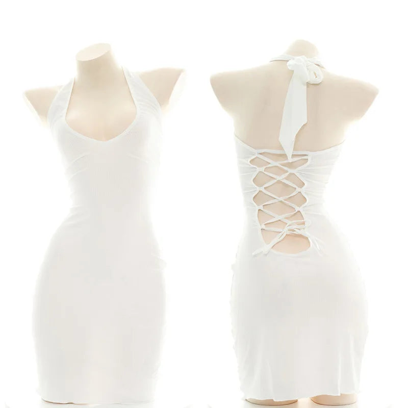 Sexy Halter Neck Knit Mini Dress Backless Bandage Style