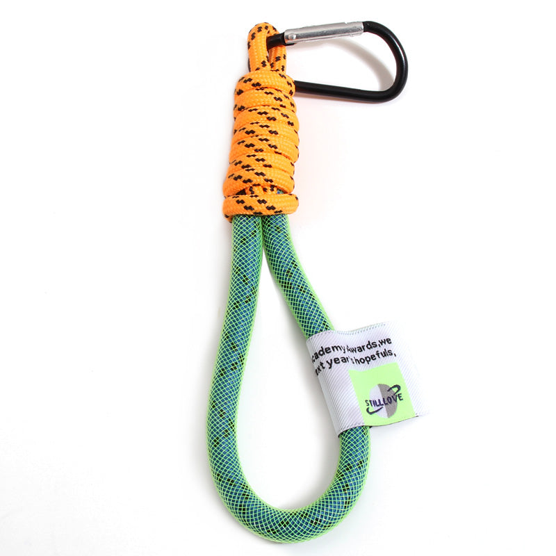 Iridescent Braid Rope Keychain Carabiner Ring for Backpack Pendant Accessory