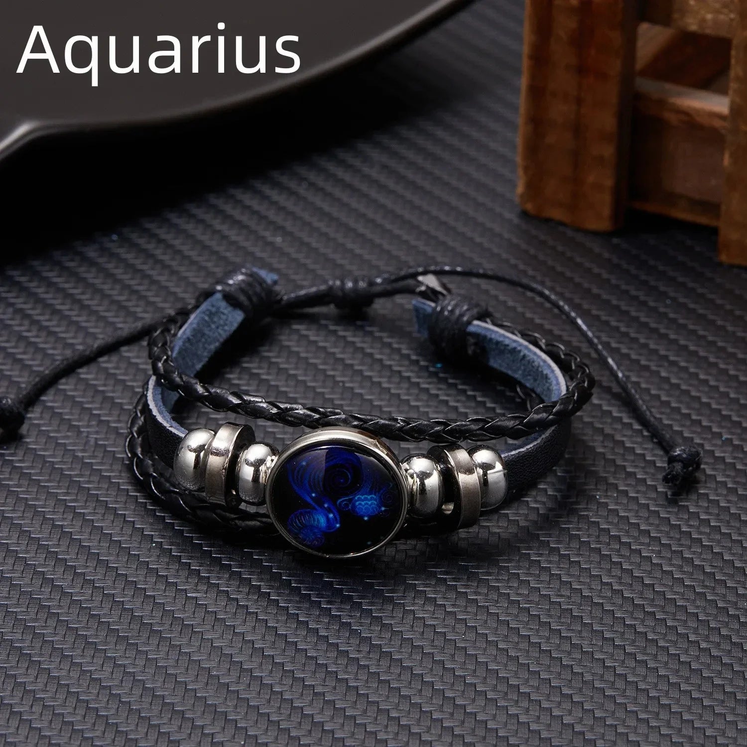 Luminous Zodiac Sign Charm Bracelet for Men and Women - Vintage Multilayer Wrap Leather Bangle Birthday Gift